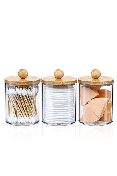 Generic MahMir Bathroom Jars Qtip Holder Apothecary Jars Acrylic Cotton Ball ...