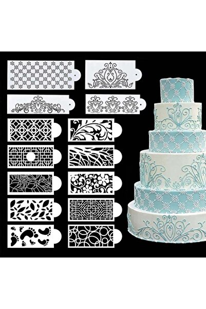 Generic 14 Pcs Cake Decorating Stencils - Floral Wedding Cake Stencil, Spray ...