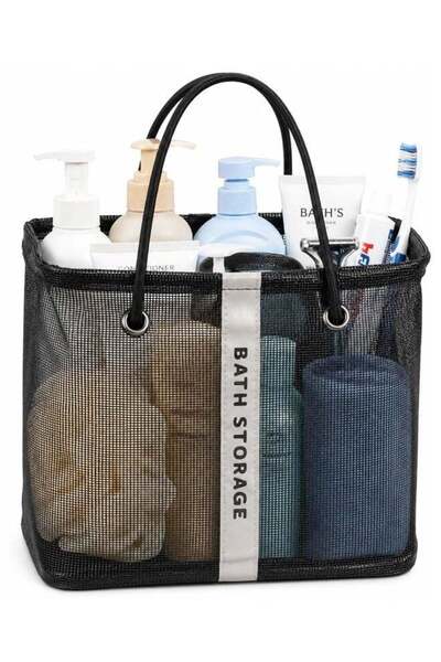 Generic Portable Mesh Shower Caddy Tote Quick Dry Toiletry Organizer with Han...