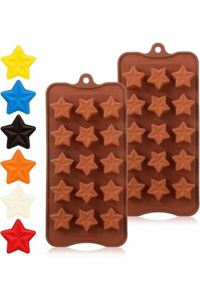 Generic 2 Pcs 15 Cavities Star Shaped Chocolate Mold Ice Cube Tray Mini 3D No...