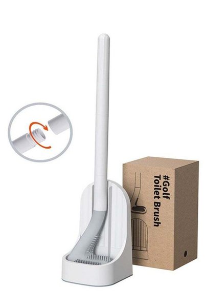 Generic Golf Toilet Brush Set Detachable Long Handle With Holder Base, Soft T...