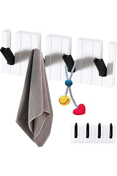 Generic No-Drill Piano Wall-Mounted Coat Rack with 4 Foldable Hidden Hooks, S...