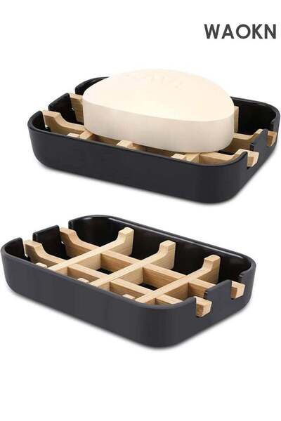 Generic Bamboo Wooden Soap Dishes , shuitable for Shower with Drainage , suit...
