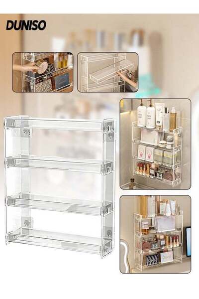 Generic 4 Tier Wall Mounted Bathroom Rack,Hangable Cosmetic Display Cases,Lar...