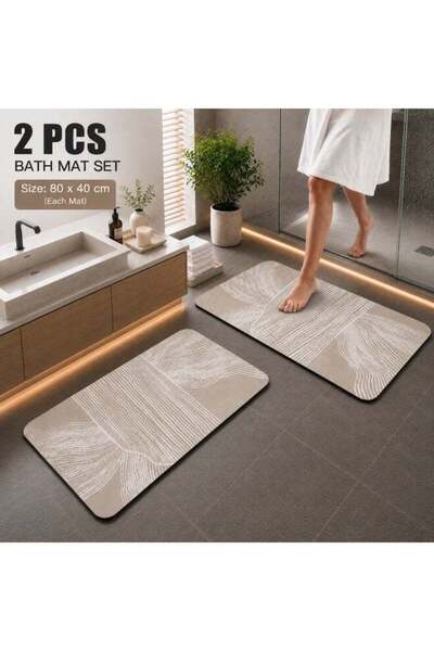 Generic Diatomite Bath Mat Set, 2 Piece Beige Bathroom Mats, Quick Dry Super ...