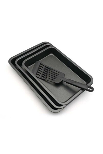 Generic BERGNER 4Pc Black Non Stick Carbon Steel Rectangular Baking Tray Set ...