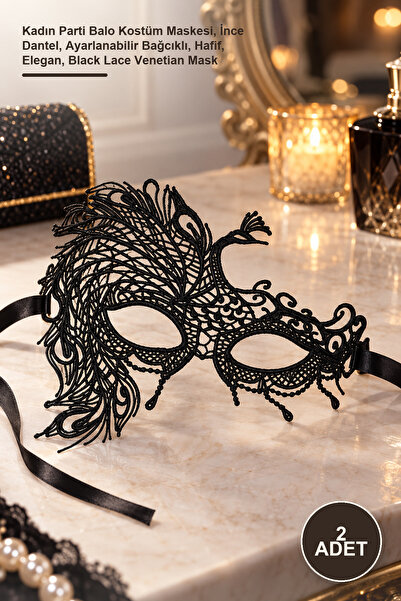 Yenilig 2 Pieces Black Lace Venetian Mask – Women's Party Prom Costume Mask, ...