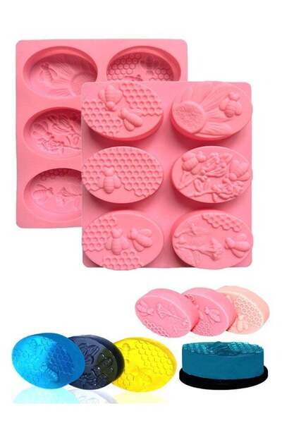 Generic 6-Cavity Honeybee Silicone Soap Mold 3D Bee Soap Molds Oval Bee and H...