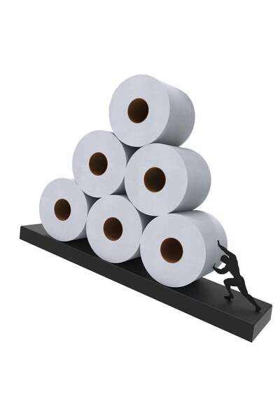 Generic Floating Shelf Toilet Paper Holder, Tilted Matte Black Toilet Paper R...