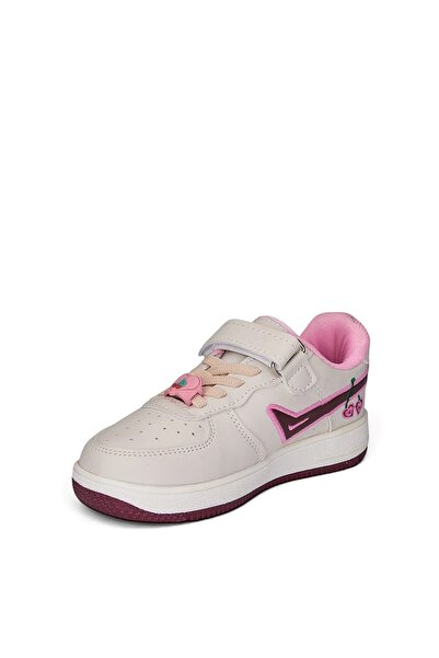 AlbiShoes Çocuk Işıklı Okul Günlük Spor Ayakkabı Kiraz Desenli Cırtlı Kaymaz Taban Rahat Sneaker