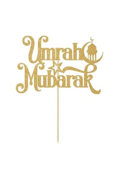 Generic Glitter Paper Umrah Mubarak Cake Topper Elegant Islamic Cake Decorati...