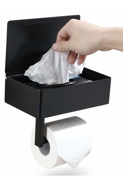 Generic Toilet Paper Holder with Storage Box, Stainless Steel Wall Mounted Fl...