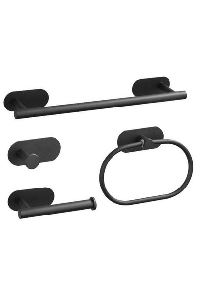 Generic 4pcs Matte Black Self Adhesive Bathroom Hardware Accessories Set,Incl...