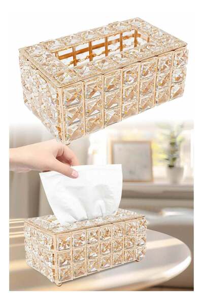 Generic Crystal Tissue Box Cover Facial Napkin Container Tabletop Tissue Hold...