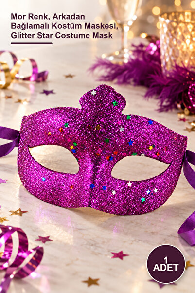 Yenilig 1 Piece Glitter Star Party Mask – Purple Color, Tie-Back Costume Mask...