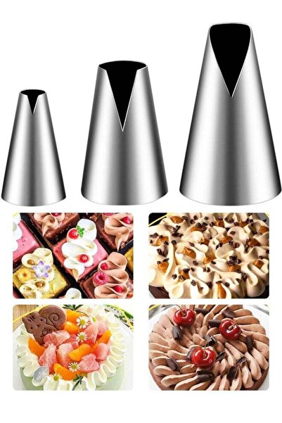 Generic 3PCS Stainless Steel V-Shaped Piping Tips Cake Decorating Tools