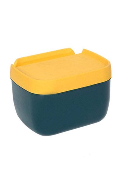 Generic Toilet Tissue Box Teal / Dark Green & Yellow 16x13x12cm