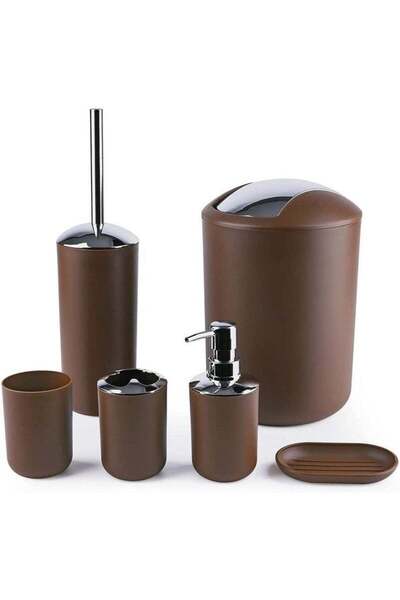 Generic Bathroom Accessories Set, Plastic Gift Bath Set of 6 with Trash Can, ...