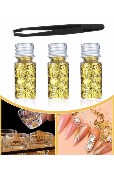 Generic 3 Pieces Gold Foil Edible Cake Topper with Tweezers Edible Gold Foil ...