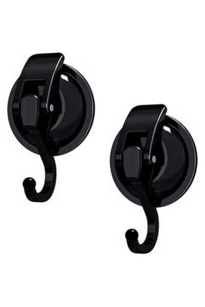 Generic 2 Pcs Suction Cup Hooks,Removable Black Shower Suction Hooks,Heavy Du...