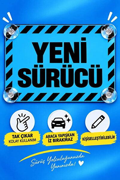 MEGBUY YENİ SÜRÜCÜ Yazılı Acemi Sürücü Araba Cam Süsü Oto Aksesuar Vantuzlu C...