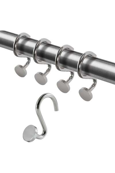 Generic Modern Chrome Shower Curtain Hooks Rings Set of 12, Luxury Heavy Duty...
