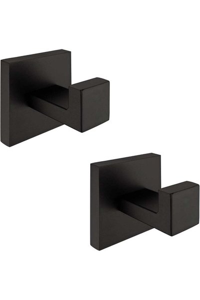 Generic 2 Pack Matte Black Towel Hook Stainless Steel Bathroom Rustproof Clot...