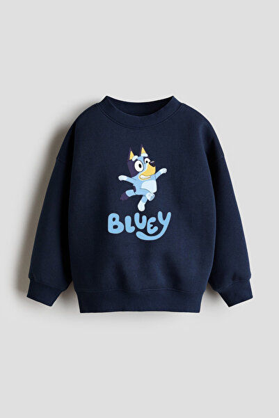 Bluey Baskılı Çocuk Sweatshirt Unisex 4-14 Yaş