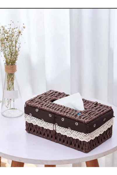 Generic FFD Rattan Woven Tissue Box Rectangular Tissue Box with Cover, Vintag...