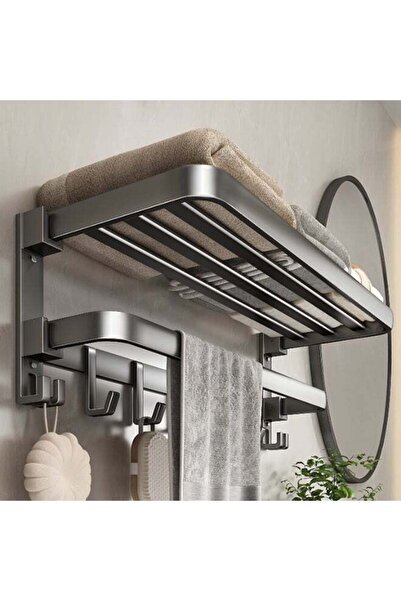 Generic Bathroom Towel Rack, Wall Mounted Towel Shelf, Foldable Towel Holder ...