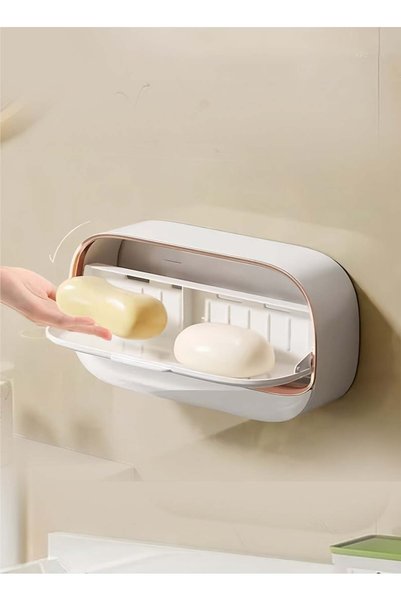 Generic Luxury Wall-Mounted Double Soap Dish with Lid & Drip Tray – Leak-Proo...