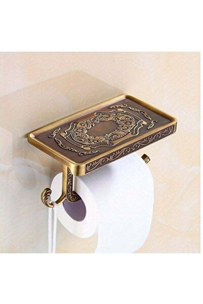 Generic Antique Brass Toilet Paper Holder with Shelf Space, Aluminum Wall Mou...