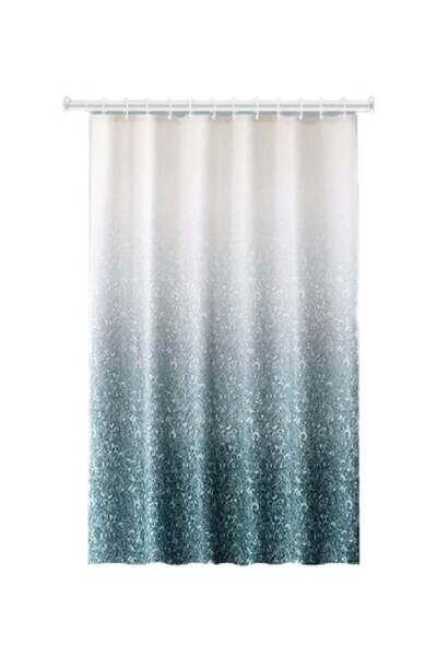 Generic Elegant floral patterned shower curtain, waterproof fabric, blue-gree...