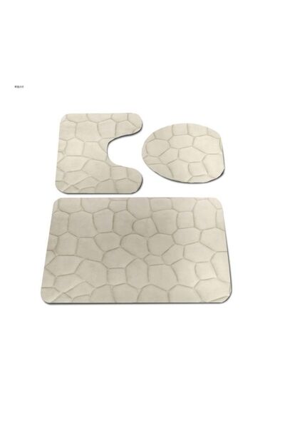 Generic 3-Piece Bathroom Anti Slip Pedestal Set Grey 44 x 75, 44 x 75, 38 x 40cm