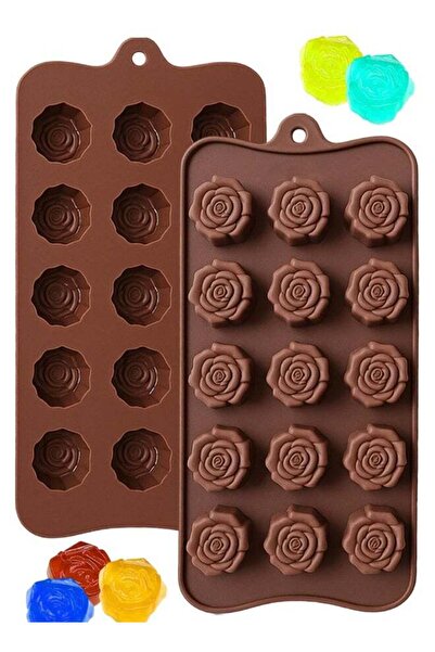 Generic 2 Pack Rose Shape Silicone Mould, Chocolate, Wax, Jelly & Candy Mould...