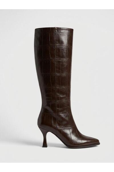 Kemal Aygün Sophisticated Crocodile Textured Women's Boots