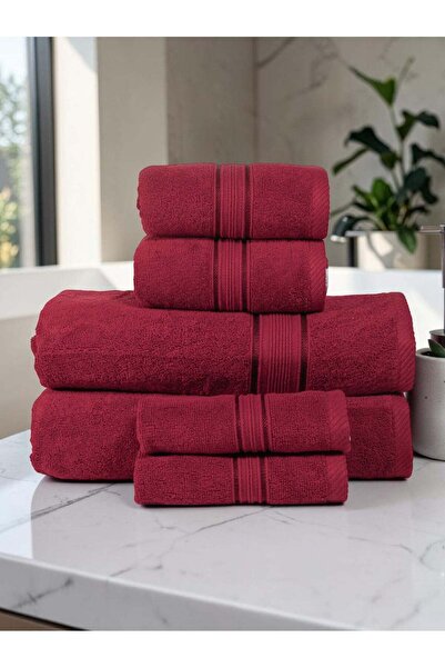 Generic Baltic Linen - 6 Pcs Towel Set, VELURA, 100% Cotton, 550 GSM, Red, 2p...
