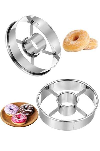 Generic 2Pcs Stainless Steel Donut Cutter, Multi Purpose Doughnuts Cutter wit...