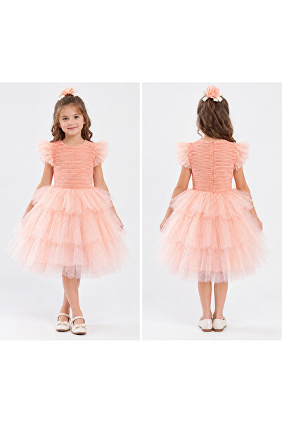 MİSS RONA KİDS Girl's Tulle Layered Dress Fluffy Special Occasion and Birthda...