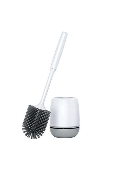 Generic Toilet Brush with Holder, Silicone Bristles, Floor Standing & Wall Mo...