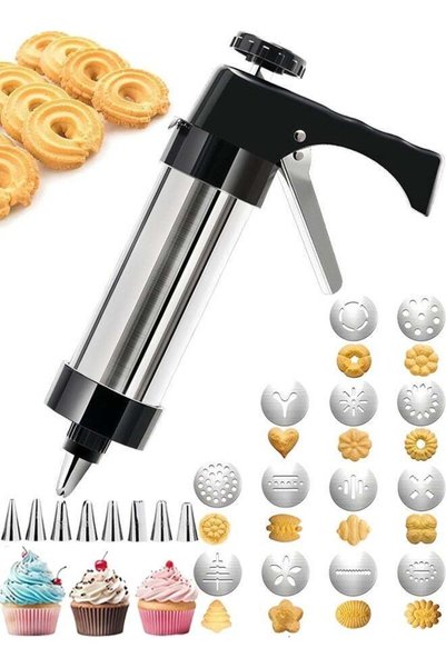Generic Cookie Press,Stainless Steel Spritz Cookie Pres with 13 Discs 8 Nozzl...