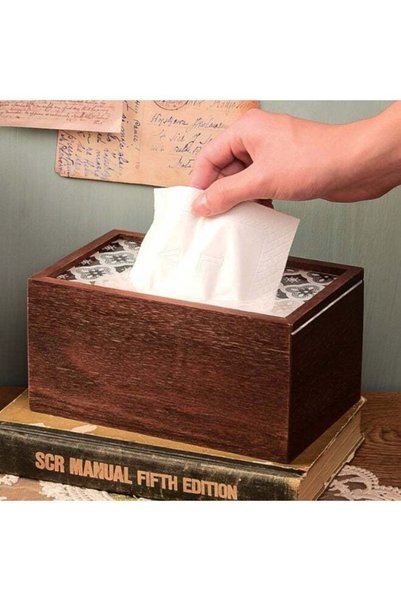 Generic Wooden Tissue Box Tissue Organizer Box, Smooth-Pulling Mechanism, Eas...