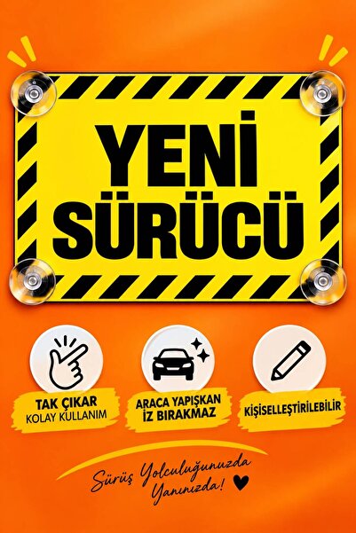 MEGBUY YENİ SÜRÜCÜ Yazılı Acemi Sürücü Araba Cam Süsü Oto Aksesuar Vantuzlu C...