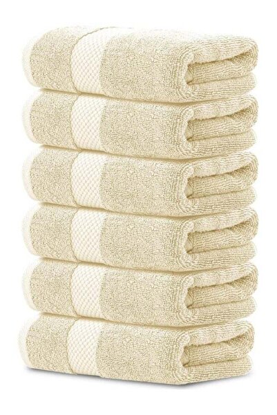 Generic 1CHASE Pack of 6 - Luxury Cotton Bathroom Towel, Beige 40x70cm