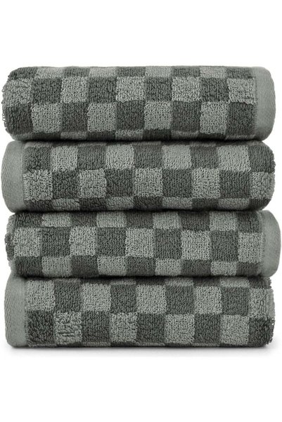 Generic 4 Pack Grey Hand Towels for Bathroom, Cotton Checkered Hand Towel Set...