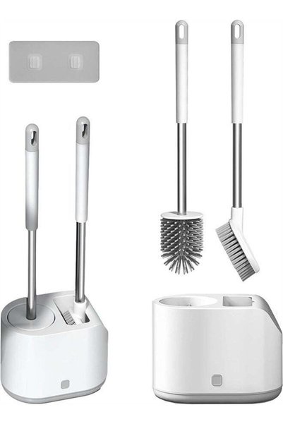 Generic Silicone Toilet Brush 2 Pack Set with Durable TPR Cleaning Silicone T...