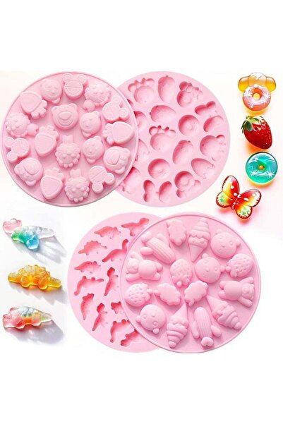 Generic 4 Pack Silicone Gummy Molds, Candy Silicone Mold Includes Dinosaur, B...