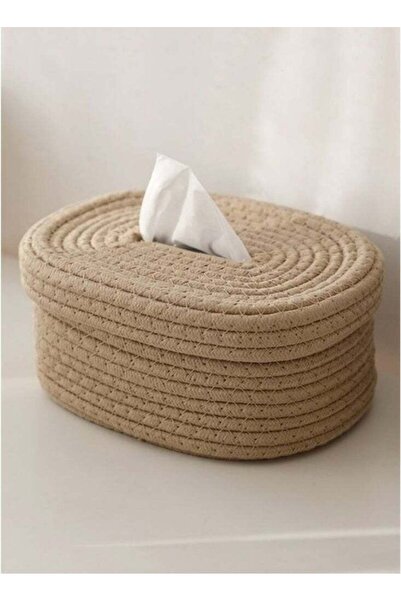 Generic Cotton Rope Tissue Box Bathroom Wood Color Nordic Wind Tissue Box Cov...