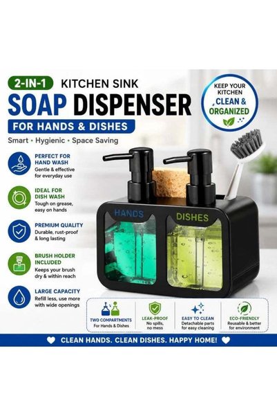 Generic kitchen Hand Soap and Dish Soap Dispenser Set, Dual Soap Dispenser wi...