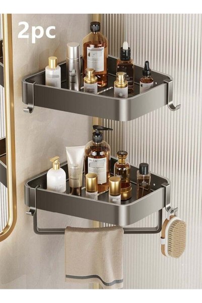 Generic 2-Piece Bathroom Rack Shower Shampoo Organizer Wall Mounted Storage R...